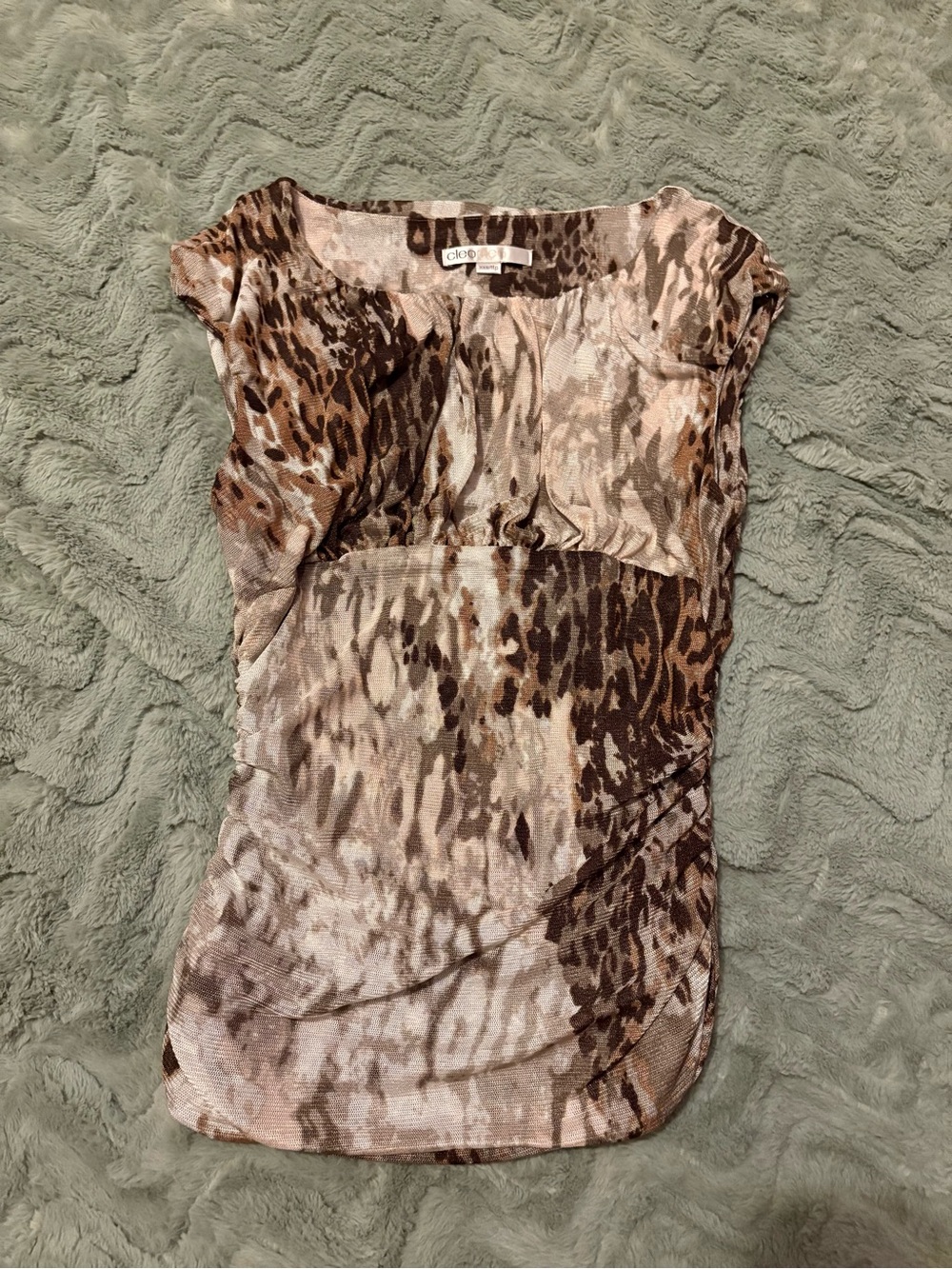 cleocleo Animal Print Cap Sleeve Top